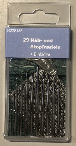 Naainaalden 29 stuks met draaddoorsteker, per 5 st.rtjes